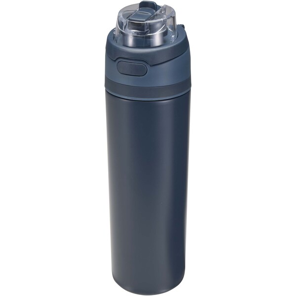 Theron 800 ml RCS recycled single wall stainless steel water bottle with dual function lid - Navy
