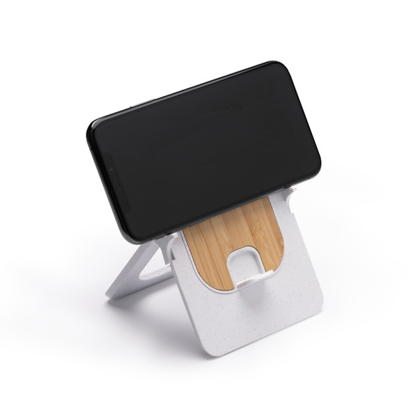 Cargador inalámbrico plegable personalizado de fibra de trigo y bambú 10W con soporte multiposición
