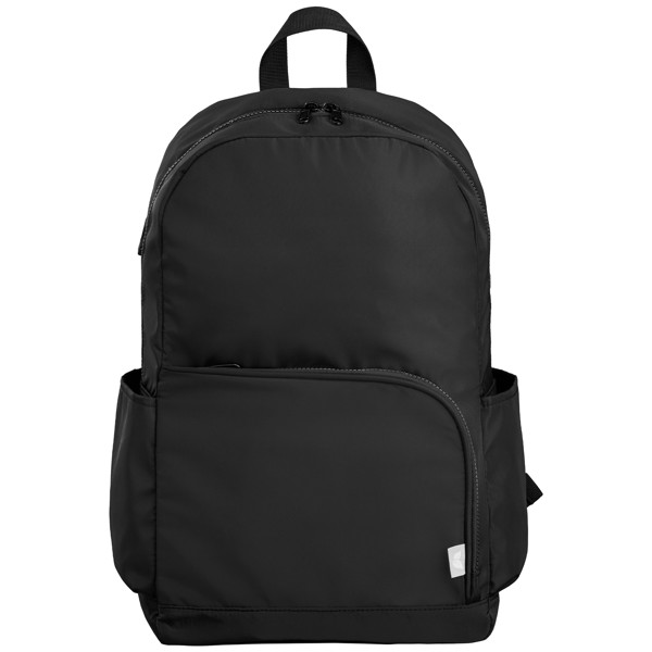 Kora rPET Dual Pocket Gold-Zip 38 cm Laptop Backpack - 20L - Black / Heat transfer