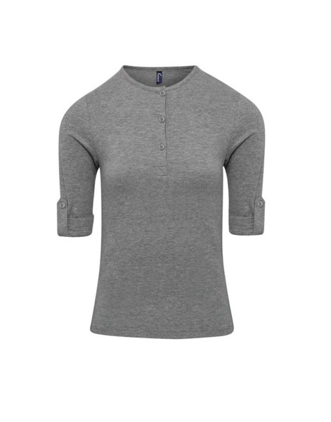 Ženska majica dugih rukava John s rol rukavima - Siva Marl / S
