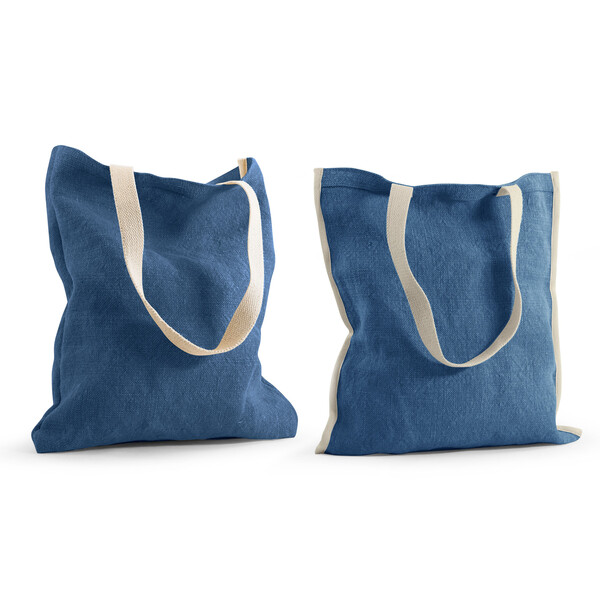Sac shopping réversible jute lavée TOPDAY - bleu marine