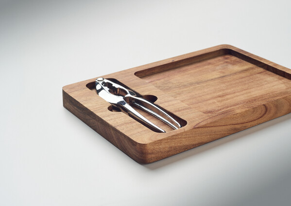 Acacia nut cracker set Nutplate