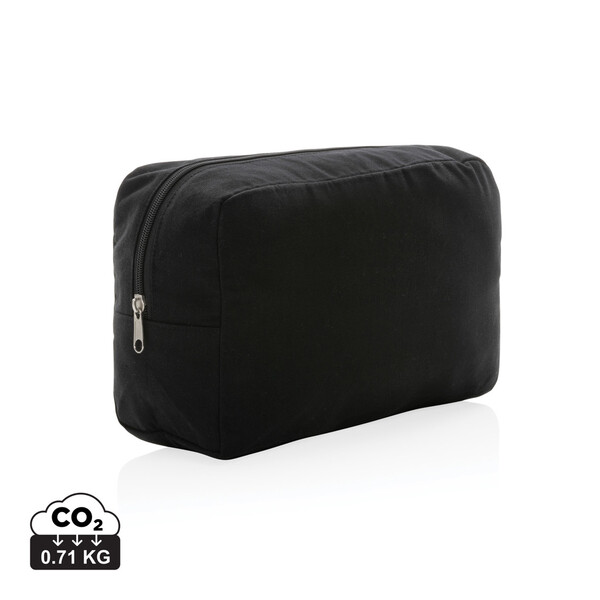 Nefarbená toaletná taška Impact z 285g recykl. canvas AWARE™ - Čierna