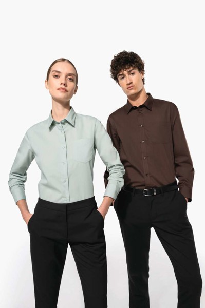 Jessica - Ladies' Long-Sleeved Shirt - Marl Storm Grey / 4XL