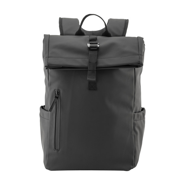 Water-Resistant Soft Pu (15") Backpack - Black