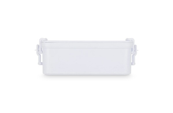 Boîte à lunch double étage avec couverts - Blanc