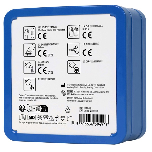 Kit de premiers secours en métal pour voiture MyKit - Bleu