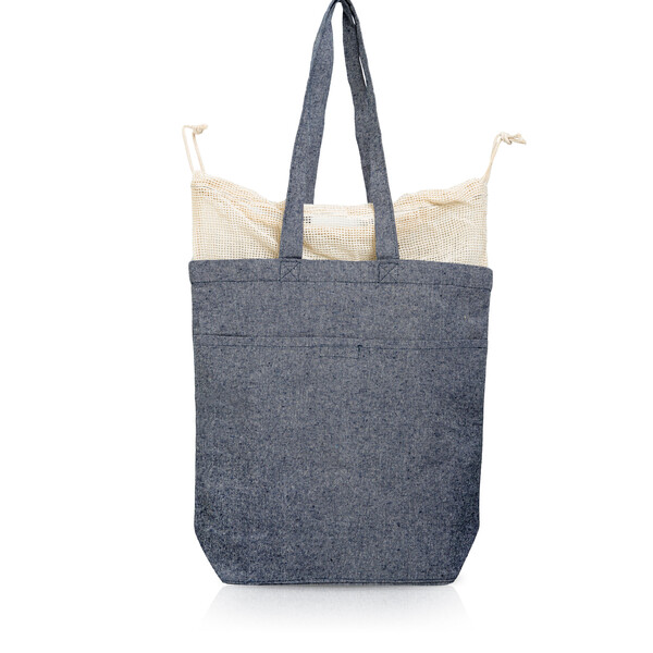 Saco De Algodão Reciclado 190G, Extensível - Azul Marinho