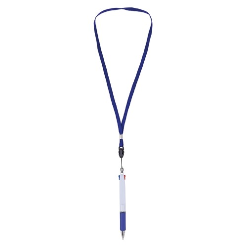 STYLO 2 COULEURS AVEC LANYARD “BISSKAR” - Bleu