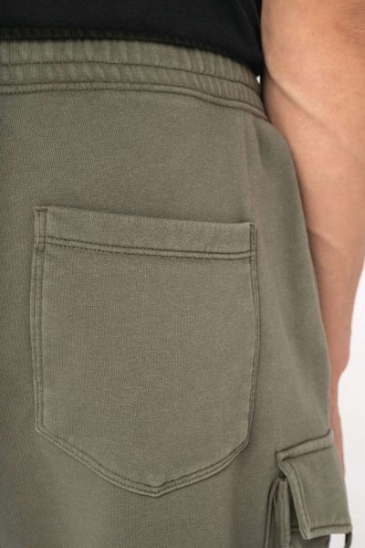 Men’S French Terry Washed  Effect Cargo Shorts - Washed Black / L