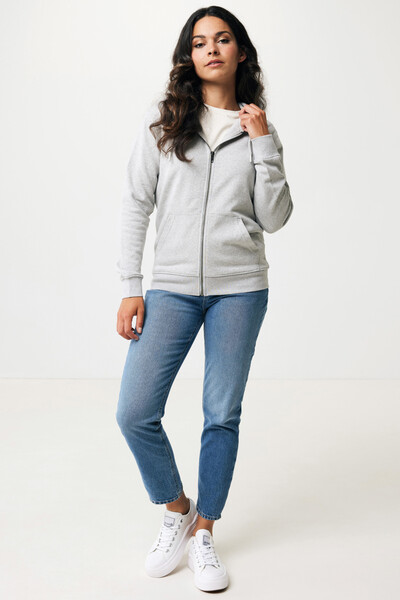 Mikina na zips s kapucňou Iqoniq Abisko z recykl. bavlny - Heather Grey / XS