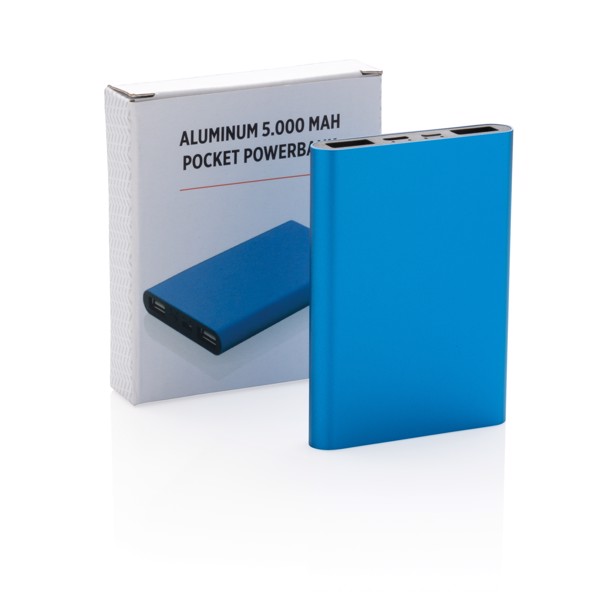 Alumínium 5000 mAh zsebben hordható powerbank - Kék