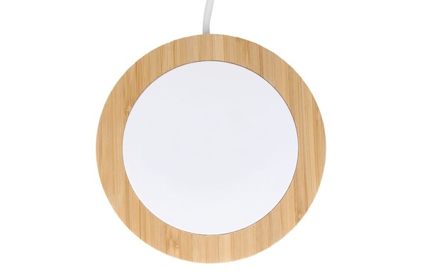 Chargeur sans fil bambou & RABS 15W - Blanc / Nature