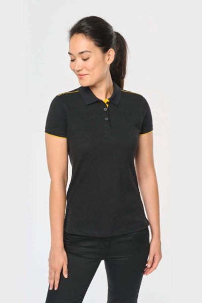 Ladies' Short-Sleeved Contrasting Daytoday Polo Shirt - White / Navy / 2XL
