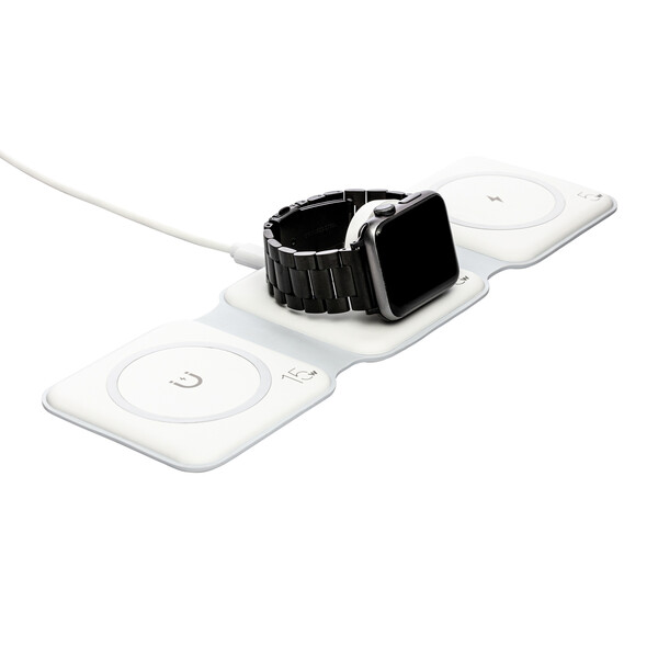 3-en-1 Chargeur sans fil rapide PORTANOVA - blanc / 15 Watt