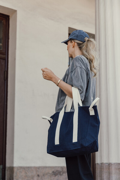 Sac de plage en toile recyclée 400g/m² BEAU AWARE™ - Bleu Marine