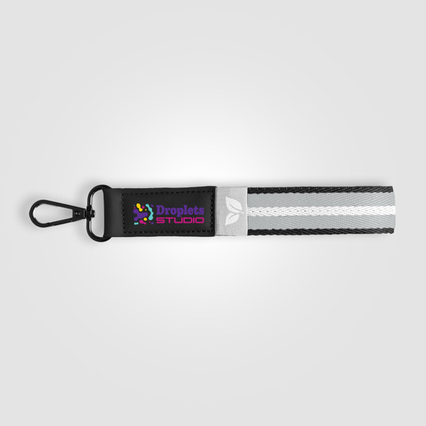 Newport rPET Woven Chevron Snap Trigger Keychain - 19  x 2.5 cm - Grey / 4 Colour inkjet