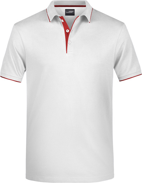 Men's Piqué Polo Stripe Daiber | JN 728 - White / Red / XXL