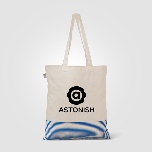 Sac fourre-tout Aro en coton recyclé micro-rayures – 9,7 L - Bleu marine / Sérigraphie