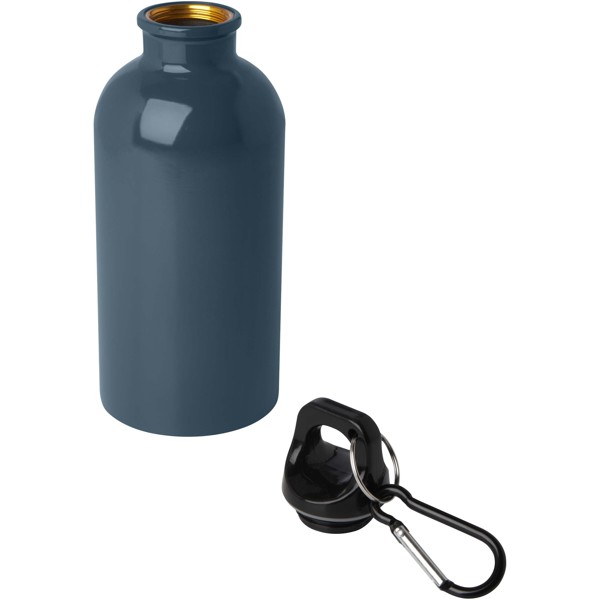 Bouteille d'eau Oregon de 400 ml simple paroi en acier recyclé certifié RCS avec mousqueton - Bleu hale