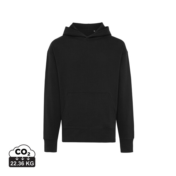 Mikina s kapucí Iqoniq Yoho relaxed fit z recykl. bavlny - Černá / XS