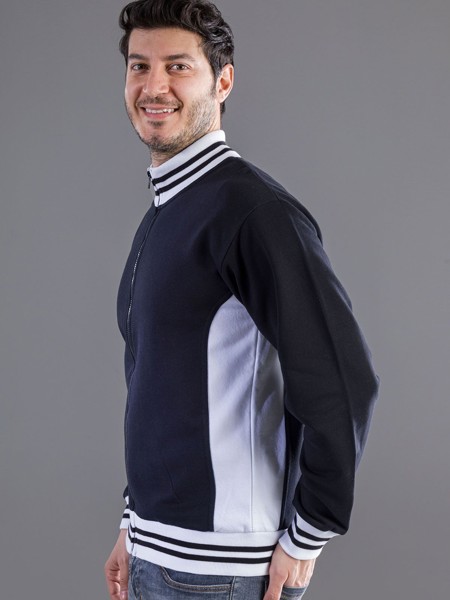 Sweat Full Zip Bicolor - Black White / XL