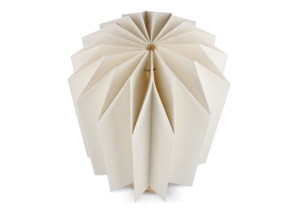 Coollux foldable paper LED lamp Eos on wooden base, 25 cm (letterbox size)