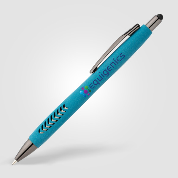 Avalon Recycled Plastic Stone Finish Stylus Pen - Teal / 4 Colour inkjet