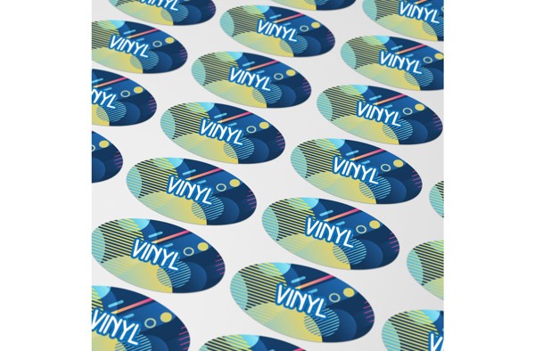 Vinyl Sticker Oval 20x10mm - White