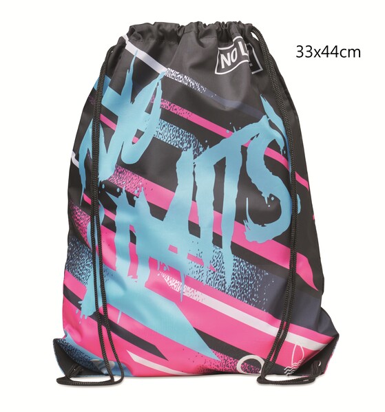 Full colour recycled PET drawstring bag with PU corners - 33x44cm