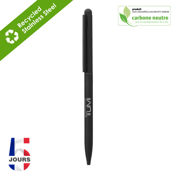 Thin Stylus Metal Ballpen Black Stock Fr / Black Rubber / Black / Matte Black