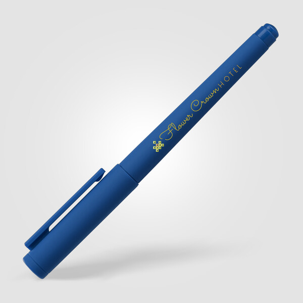 Stylo gel Aeris, plastique recyclé, monochrome - Bleu marine / Sérigraphie