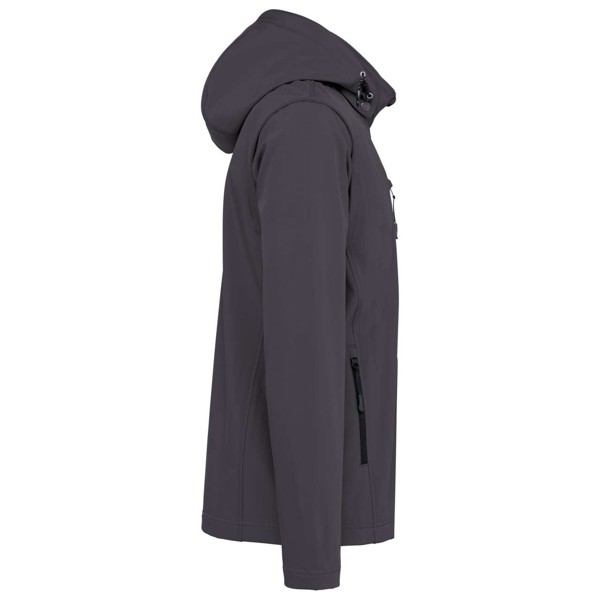 Unisex 3-Layer Softshell Hooded Jacket With Removable Sleeves - Titanium / 5XL