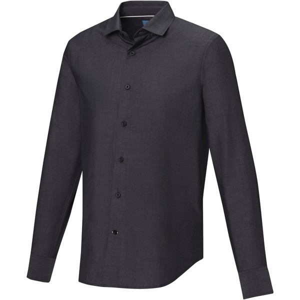 Cuprite long sleeve men's GOTS organic shirt - Solid Black / M