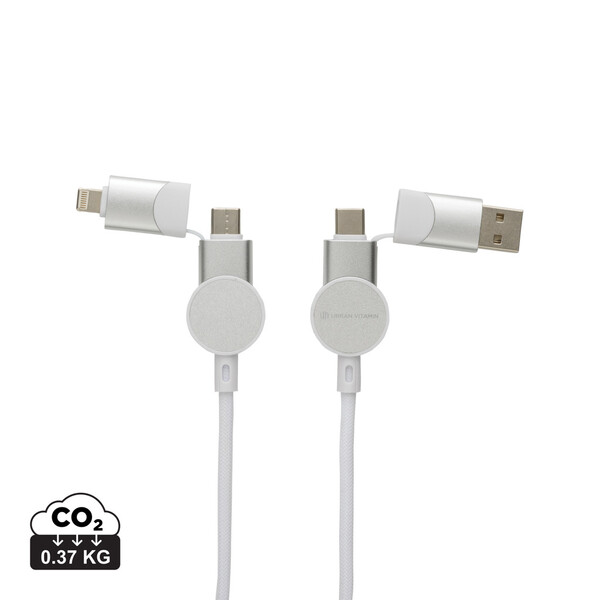 Câble Oakland 6-in-1 à charge 45W en plastique recyclé RCS - Blanc
