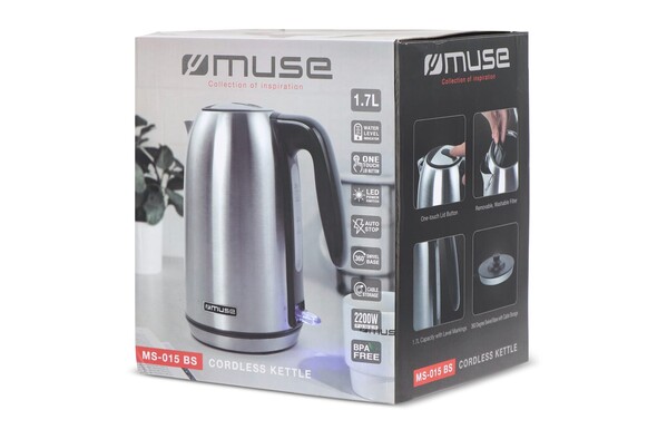 MS-015|Muse Water Cooker Stainless Steel - Silver