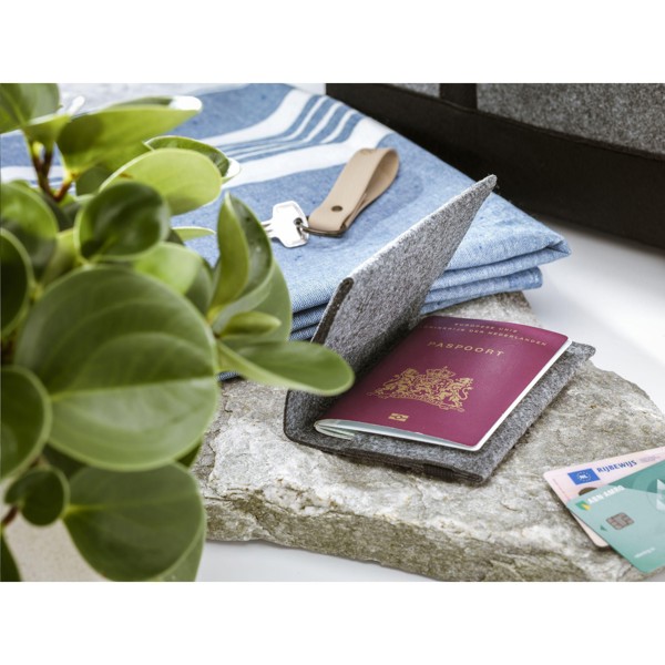 Identify GRS RPET Felt passport holder - Grey