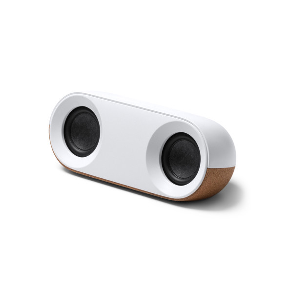 Altavoz inalámbrico personalizado de ABS reciclado y corcho 10W con micrófono manos libres