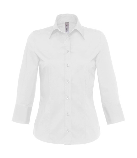 Milano / Women Popelin Shirt 3 / 4 Sleeves - White / XL