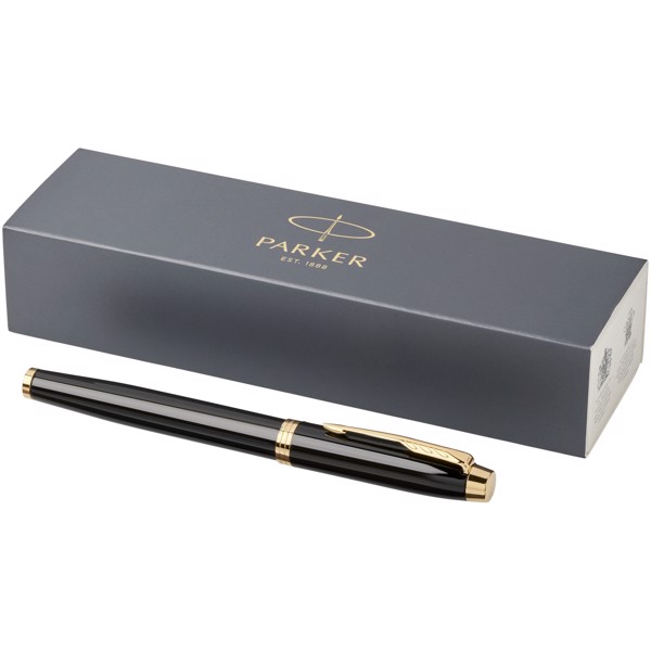 Parker IM rollerball pen (black ink) - Solid Black / Gold