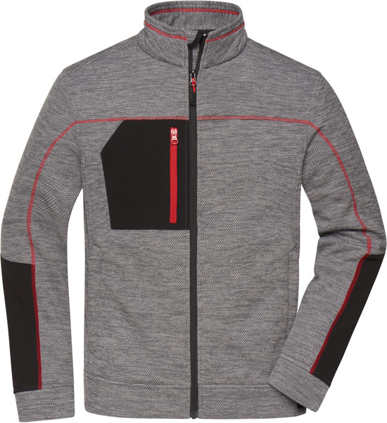 Men's Knitted Fleece Jacket Daiber | JN 1818 - Carbon Melange / Black / Red / 5XL