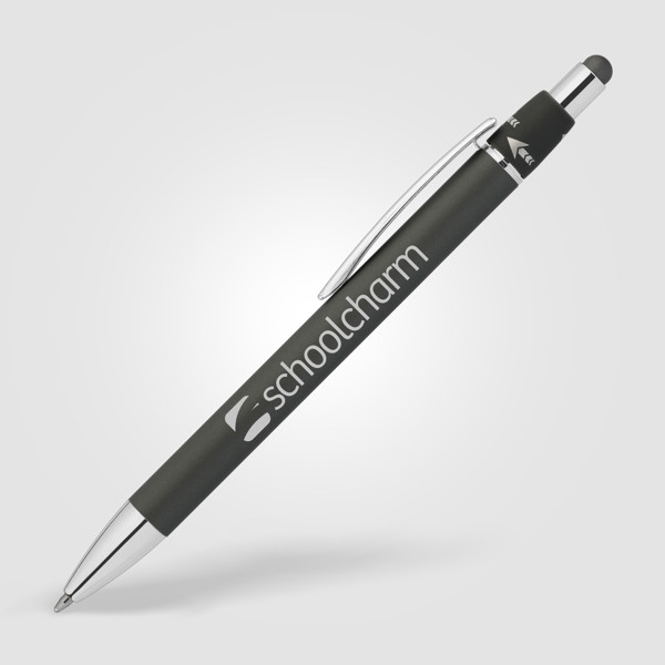 Orbit Spinner Stylo en métal chromé avec stylet - Acier / Laser