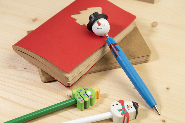 Stylo à bille bonhomme de neige Göte - Bleu