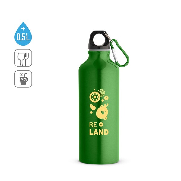 RE-LANDSCAPE M. Reciklirana aluminijska (100% rAL) boca s karabinerom 530 mL - Bijela