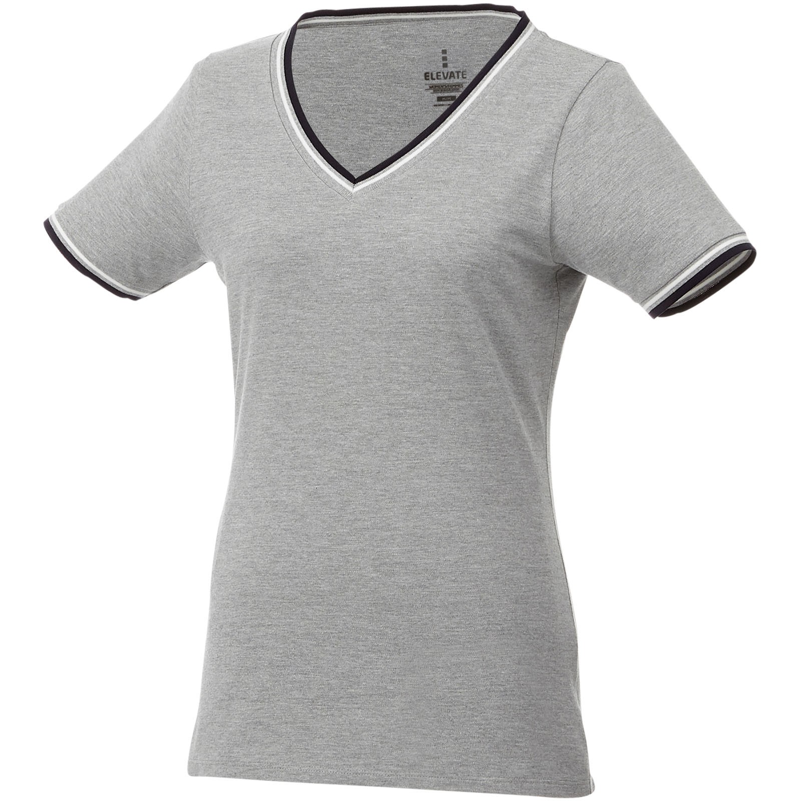 Camiseta de pico punto piqué para mujer "Elbert" - Mezcla De Grises / Azul Marino / Blanco / XXL