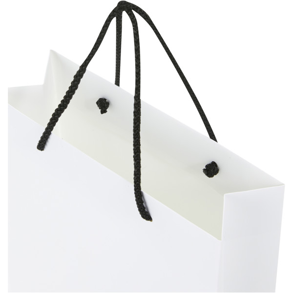 Handmade 170 g/m2 integra paper bag with plastic handles - large - White / Solid Black