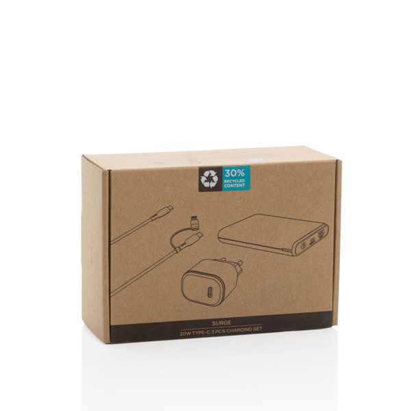 Surge 3-tlg. 20W Type-C Ladeset aus RCS recyceltem PET