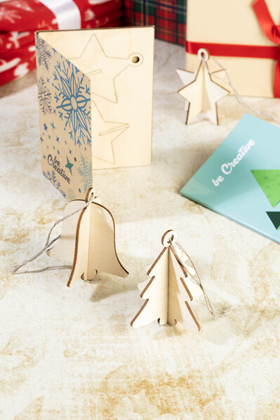 Carte de Noël FestiCard Kraft, étoile - Naturelle