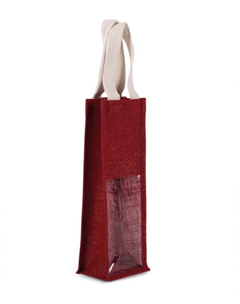 Jute Bottle Bag - Cherry Red / Gold