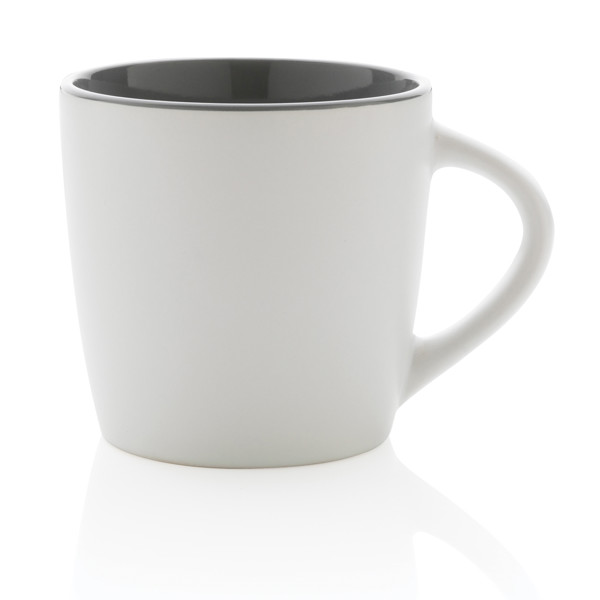 Ceramic mug with coloured inner 300ml - White / Grey